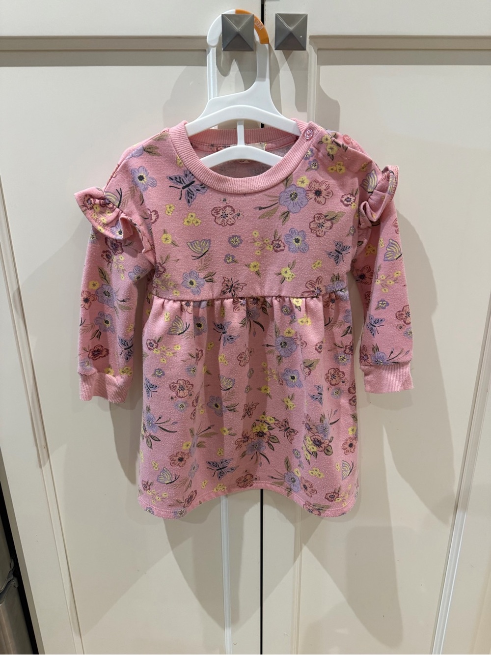 Between 12-18m Pink Floral Long-Sleeve Casual Dress